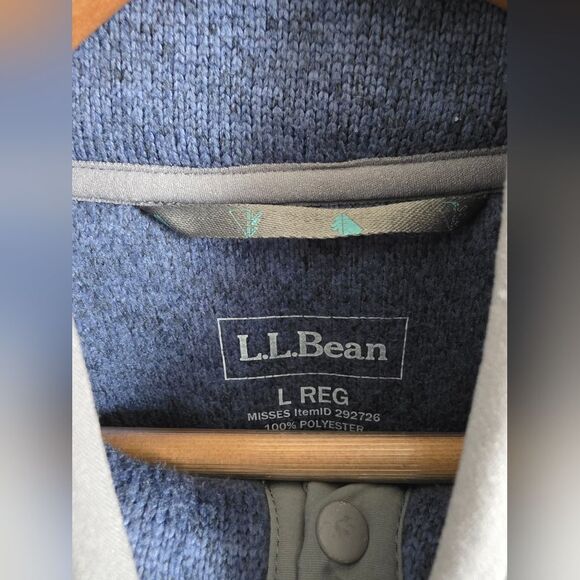 L.L. Bean Women's Misses Blue Purple Fleece T-Snap Pullover Sweater Regular Sz L - Picture 4 of 12